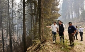 Diego Santilli e Ignacio Torres recorrieron los incendios en Chubut