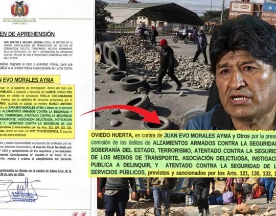 Fiscalía emitió orden de aprehensión contra Evo Morales por los 53 días de bloqueos